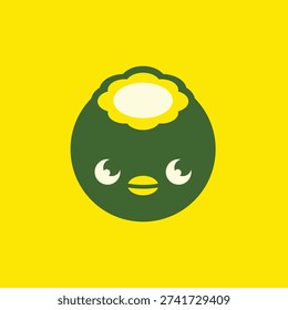 A minimal logo featuring a round and cute kappa face with a smile, created with shapes.