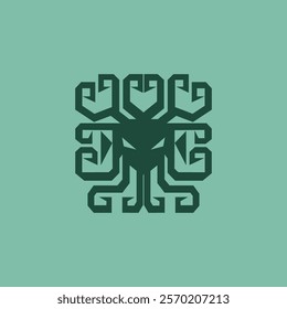 A minimal logo featuring the silhouette of Cthulhu with angular tentacles, designed in a monochrome green.