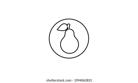 minimal logo of a Green pear isolated on white background. Vector illustration. Cute pear in ESP8