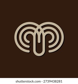 minimal logo illustration of  ram or Billy Goat or Buck, male sheep