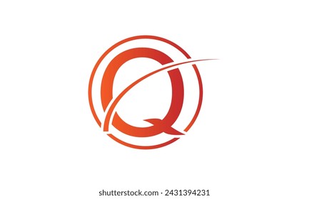 minimal logo letter Q with arc