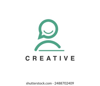 Logotipo mínimo para Asistencia técnica, centro de llamadas, Asistencia al cliente, chat de asistente, servicio y otros. Comunidad creativa, centro de llamadas y diseño de logotipo de Vector de Servicio al cliente. 
