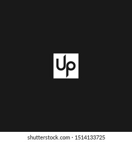 UP minimal logo vector template icon in black and white