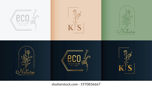 minimal logotype collection in floral style