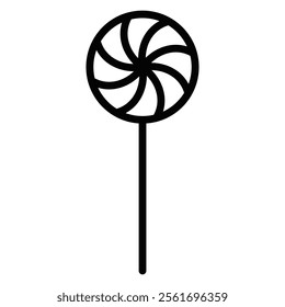 Minimal lollipop on stick icon vector illustration. Editable stroke.