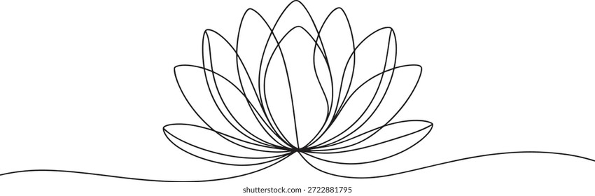 Flor de loto mínima Línea continua Arte Meditación Yoga y bienestar Símbolo