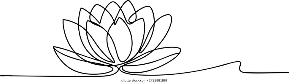 Flor de loto mínima Línea continua Arte Meditación Yoga y bienestar Símbolo