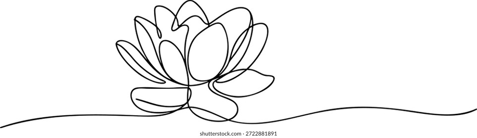 Flor de loto mínima Línea continua Arte Meditación Yoga y bienestar Símbolo