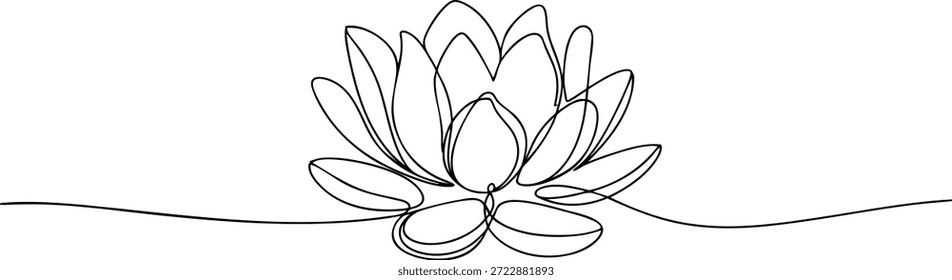 Flor de loto mínima Línea continua Arte Meditación Yoga y bienestar Símbolo