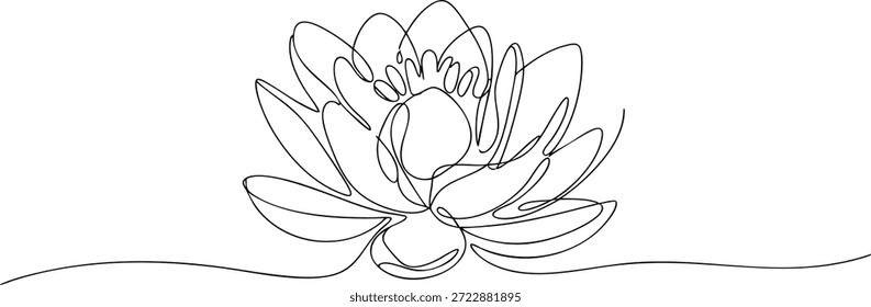 Flor de loto mínima Línea continua Arte Meditación Yoga y bienestar Símbolo