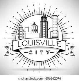 Minimal Louisville Linear City Skyline with Typographic Design