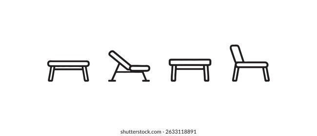 Minimal lounge and bench chair icon set vector
