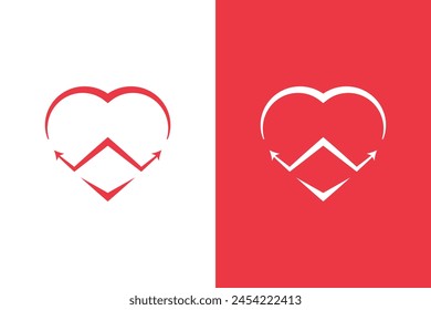 Minimal Love arrow logo creative design template. Vector simple love arrow logo