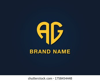 Minimal love initial letter AG logo.