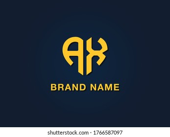 Minimal love initial letter AX logo. This icon incorporate with two love shape typeface in the creative way.