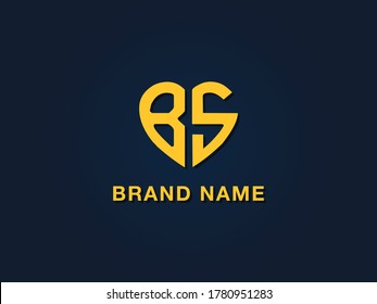 Logotipo de letra mínima inicial BS. Este icono incorpora dos tipos de formas de amor de forma creativa.Será adecuado para qué empresa o marca empiezan esas iniciales.