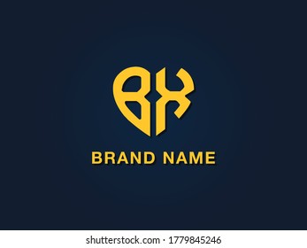 Logotipo de letra inicial de amor mínima BX. Este icono incorpora dos tipos de formas de amor de forma creativa.Será adecuado para qué empresa o marca empiezan esas iniciales.