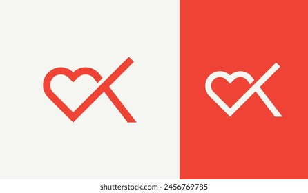 Minimal love k logo vector design simple logo template