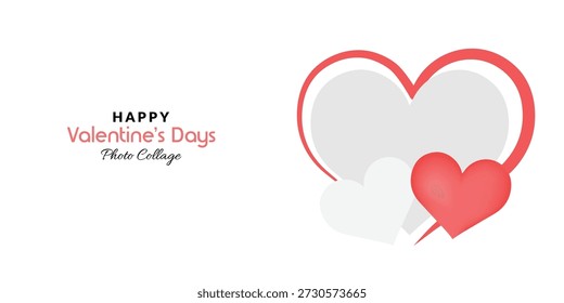 Fundo de tema de amor mínimo com moldura de foto em forma de coração