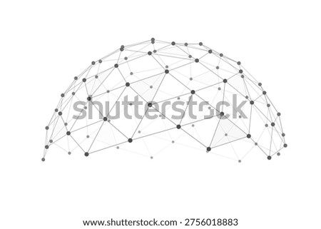 Minimal low poly global network arc on white background