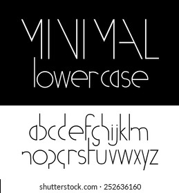 Minimal lowercase Font Symbol Icon Alphabet A through Z. EPS 10 Vector royalty free stock illustration for headlines, business, adding visual interest to graphics, ads, marketing, posters, design