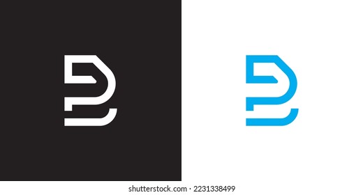 Minimal LP logo. Icon of a PL letter on a luxury background. Logo idea based on the LP monogram initials. Professional variety letter symbol and PL logo on black and blue background.