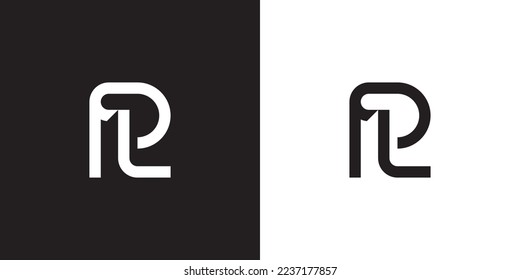 Minimal LP logo. Icon of a PL letter on a luxury background. Logo idea based on the LP monogram initials. Professional variety letter symbol and PL logo on black and white background.