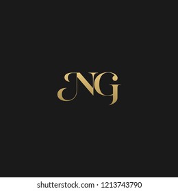 Minimal luxurious curvy trendy NG black and golden color initial based letter icon logo