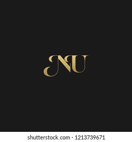 Minimal luxurious curvy trendy NU black and golden color initial based letter icon logo