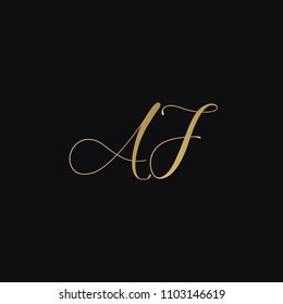 Minimal luxurious elegant AF FA A F artistic black and golden color initial based letter icon logo.