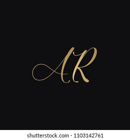 Minimal luxurious elegant AR RA A R artistic black and golden color initial based letter icon logo.