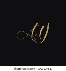 Minimal luxurious elegant AY YA A Y artistic black and golden color initial based letter icon logo.