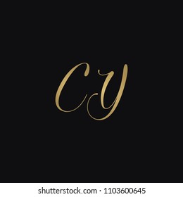 Minimal luxurious elegant CY YC C Y artistic black and golden color initial based letter icon logo.