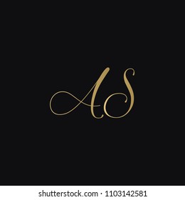 Minimal luxurious elegant AS SA A S artistic black and golden color initial based letter icon logo.