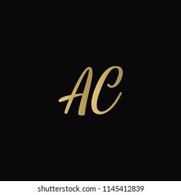 Minimal Luxury AC Initial Based Golden and Black color logo