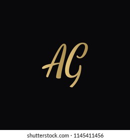 Minimal Luxury AG Initial Based Golden and Black color logo