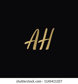 Minimal Luxury AH Initial Based Golden and Black color logo