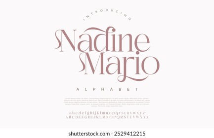 Logotipo de fonte com letras do alfabeto de luxo mínimo. Tipografia de luxo clássico lettering serif italic fontes decorativo casamento vintage retro marca logos. ilustração vetorial