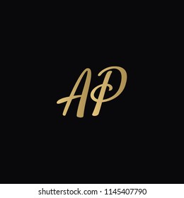 Minimal Luxury AP Initial Based Golden and Black color logo