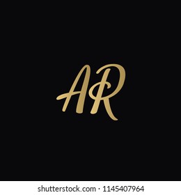 Minimal Luxury AR Initial Based Golden and Black color logo