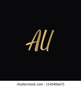 Minimal Luxury AU Initial Based Golden and Black color logo
