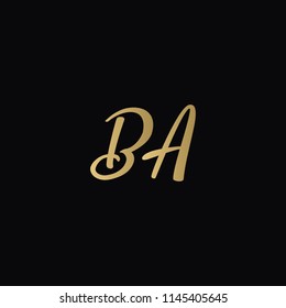Minimal Luxury BA Initial Based Golden and Black color logo