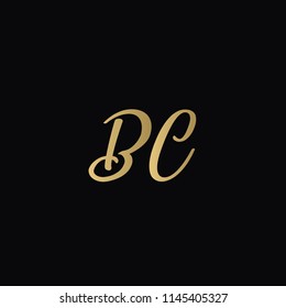Minimal Luxury BC Initial Based Golden and Black color logo