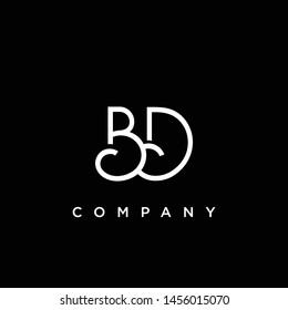 Minimal Luxury BD Initial Based White and Black color logo.