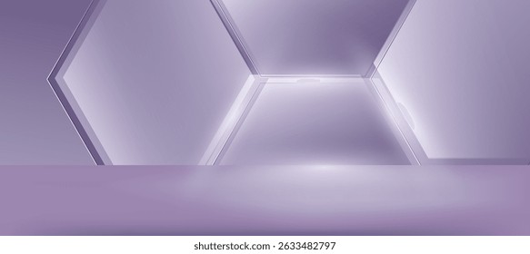 Minimal luxury branding design with gloiwng purple white gradient and abstract geometric for cosmetic background or Social ads banner