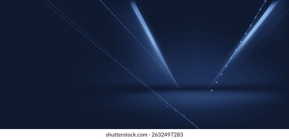 Minimal luxury branding design with glowing lines and blue gradient for cosmetic background or Social ads banner