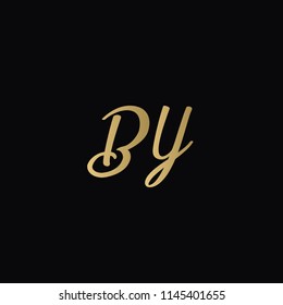 Minimal Luxury BY Initial Based Golden and Black color logo