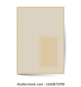 Minimal luxury Cover design with pattern element for menu, invitation card, banner book design vector