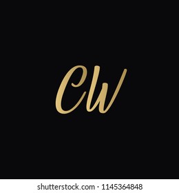 Minimal Luxury CW Initial Based Golden and Black color logo