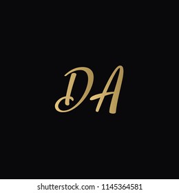 Minimal Luxury DA Initial Based Golden and Black color logo